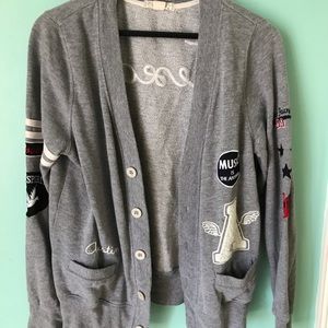 Grey embroidered cardigan